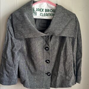 Wide-Collar Cropped Gray Women's Jacket